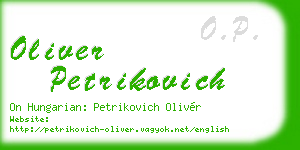 oliver petrikovich business card